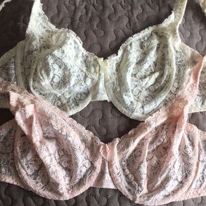 2 Warner’s Lace Charmers Bras, Size 36D